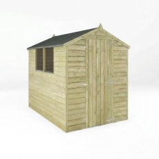 Mercia 7x5 overlap shed angled view showing side window and timber construction