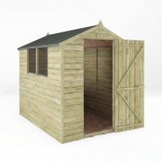 Mercia overlap wooden shed 7x5 with door open showing interior space