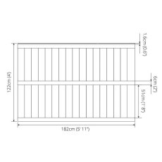 4ft High Vertical Feather Edge Flat Top Fencing - Pressure Treated - dimensions