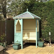 Shire Honeysuckle Corner Arbour - painted in turquoise