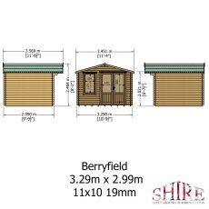 11 x 10 Shire Berryfield Log Cabin - Interior view of roof