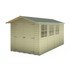13x7 Shire Jersey Pressure Treated Apex Shed - isolated angle view, doors closed