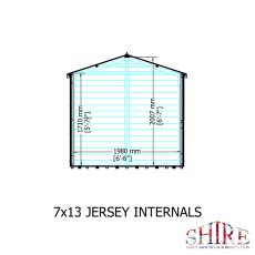 13x7 Shire Jersey Pressure Treated Apex Shed - internal dimensions