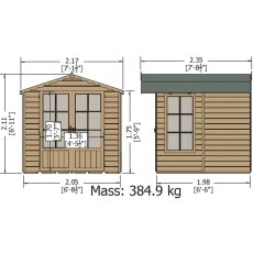 7 x 7 Shire Buckingham Summerhouse - Pressure Treated - external dimensions