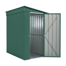 4 x 6 Globel Lotus Lean-to Metal Shed In Green - isolated angle view