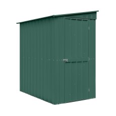 4 x 6 Globel Lotus Lean-to Metal Shed In Green - isolated angle view, doors closed