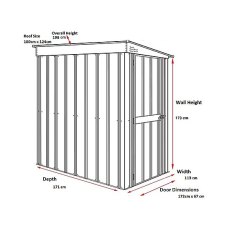 Lotus 4 x 6 Lean-to Metal Shed Dimensions