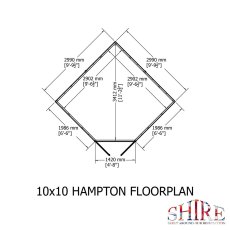 10 x 10 Shire Hampton Premium Corner Summerhouse