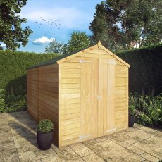 10x6 Mercia Overlap Shed - No Windows - in situ, angle view, doors closed
