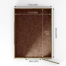 Floor plan of Mercia 10x6 overlap apex shed with internal measurements