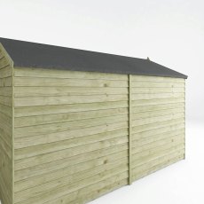 Side profile view of Mercia 10x6 overlap apex shed with overlap cladding