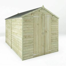 Mercia 10x6 overlap apex shed side perspective view with timber cladding