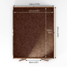 10 x 8 (3.02m x 2.48m) Mercia Overlap Shed - No Windows - Floor Plan