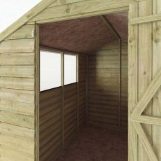 Interior view of Mercia 7x5 overlap apex shed showing timber walls and roof