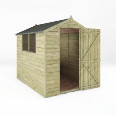Mercia 7x5 overlap apex shed with double doors open showing interior space