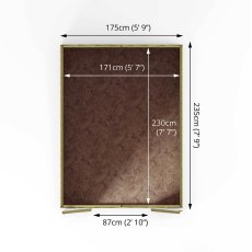 Floor plan of Mercia 8x6 overlap apex shed with internal measurements