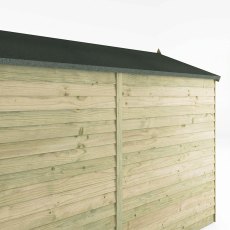 Side profile view of Mercia 8x6 overlap apex shed with overlap cladding