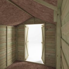 Interior roof detail of Mercia 8x6 overlap apex shed with window light