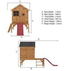 4 x 4 Mercia Snug Tower Playhouse with Slide - diagram