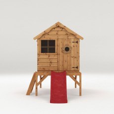 4 x 4 Mercia Snug Tower Playhouse with Slide - front elevation