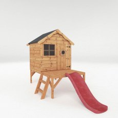 4 x 4 Mercia Snug Tower Playhouse with Slide - isolated angled view