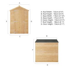 6 x 4 (1.81m x 1.25m) Mercia Overlap Shed - No windows