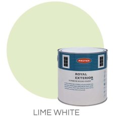 Protek Royal Exterior Paint 5 Litres - Lime White Colour Swatch with Pot