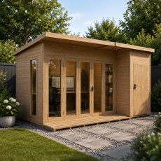 12x8 Shire Aster Summerhouse with Side Storage -  insitu