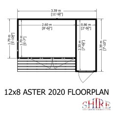 12x8 Shire Aster Summerhouse with Side Storage- footprint