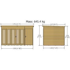 12x8 Shire Aster Summerhouse with Side Storage - dimensions