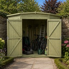 7x7 Shire Corner Shed - Pressure Treated - doors open