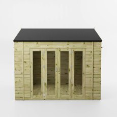 Front view of Mercia Vermont 10x8 summerhouse with double doors and tall windows