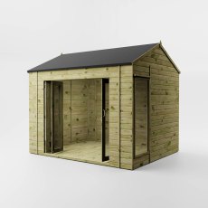 Mercia Vermont 10x8 summerhouse angled view with doors open showing interior space