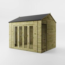 Mercia Vermont 10x8 summerhouse angled front view with full length glazed doors