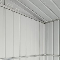 Interior view of high quality galvanised steel construction used for 6 x 4 Lotus Apex Metal Shed in