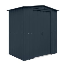6 x 4 Globel Lotus Apex Metal Shed In Grey - isolated angle view, doors closed