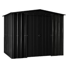 Isolated view of 8 x 5 Lotus Apex Metal Shed in Anthracite Grey with doors closed