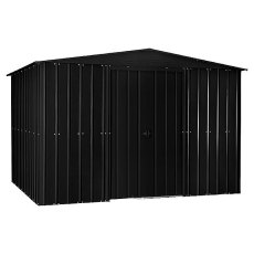 Isolated view of 10 x 7 Lotus Apex Metal Shed in Anthracite Grey with doors closed