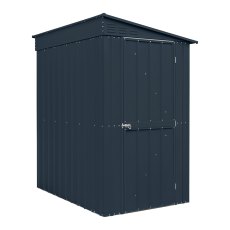 4 x 6 Globel Lean-To Metal Shed In Grey - isolated angle view, doors closed