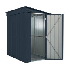 4 x 6 Globel  Lean-To Metal Shed In Grey - isolated angle view