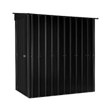 Isolated side view of 4 x 6 Lotus Lean-To Metal Shed in Anthracite Grey with door cl