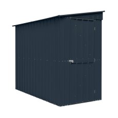 4 x 8 Globel Lotus Lean-To Metal Shed In Grey - isolated angle view, doors closed