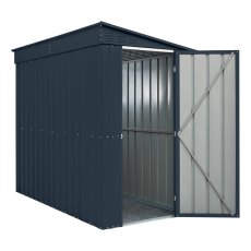 4 x 8 Globel Lotus Lean-To Metal Shed In Grey - isolated angle view