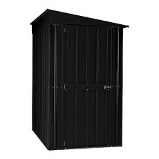 Isolated view of 4 x 8 Lotus Lean-To Metal Shed in Anthracite Grey with door closed