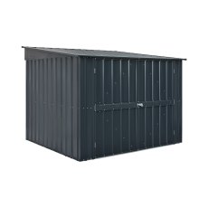 6 x 6 Globel Lotus Metal Bike Shed In Grey - isolated angle view, doors closed