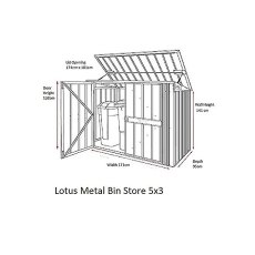 Dimensions of 6x3 Lotus Metal Double Bin Store in Anthracite Grey