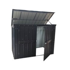 Isolated view of 6 x 3 Lotus Metal Double Bin Store in Anthracite Grey