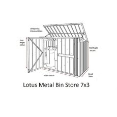 Dimensions of 8 x 3 Lotus Metal Triple Bin Store in Anthracite Grey