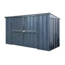 Isolated view of 8 x 3 Lotus Metal Triple Bin Store in Anthracite Grey with doors and lid closed