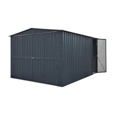 10 X 15 Globel Lotus Apex Metal Garage In Grey - side door open